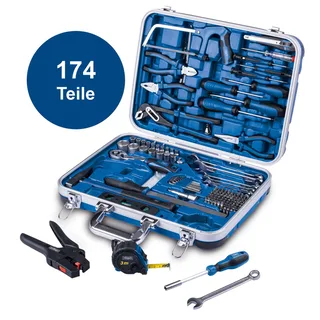 Werkzeugkoffer TB173 Scheppach - 173 tlg. bestückt | mit Abisolierzange, Schraubenschlüssel, Hammer, Schraubenzieher, Säge, Werkzeugkiste fra Scheppach – produktbillede 5 af 5