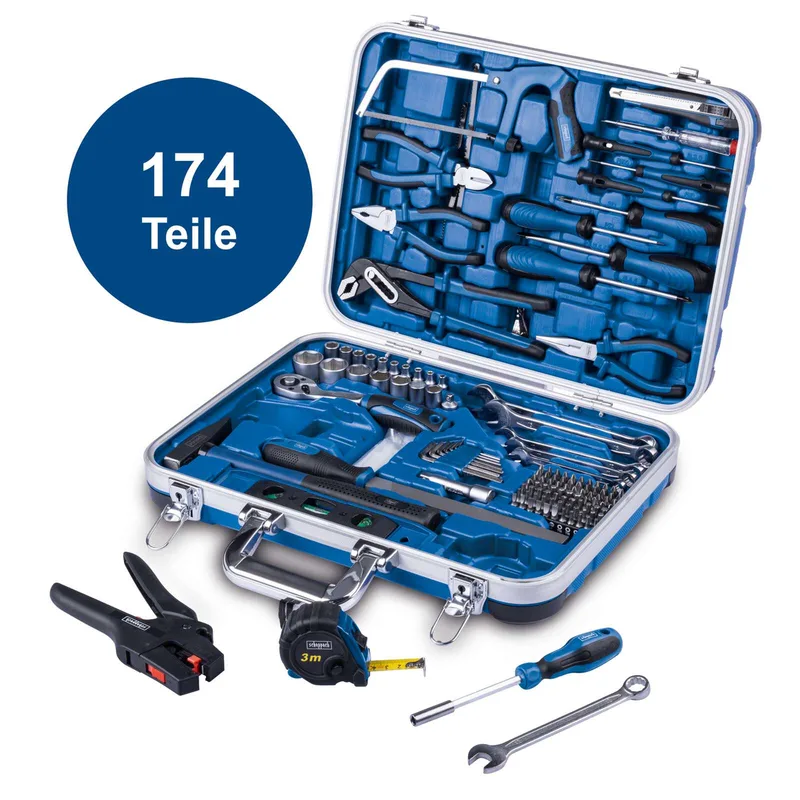 Werkzeugkoffer TB173 Scheppach - 173 tlg. bestückt | mit Abisolierzange, Schraubenschlüssel, Hammer, Schraubenzieher, Säge, Werkzeugkiste fra Scheppach – produktbillede 5 af 5