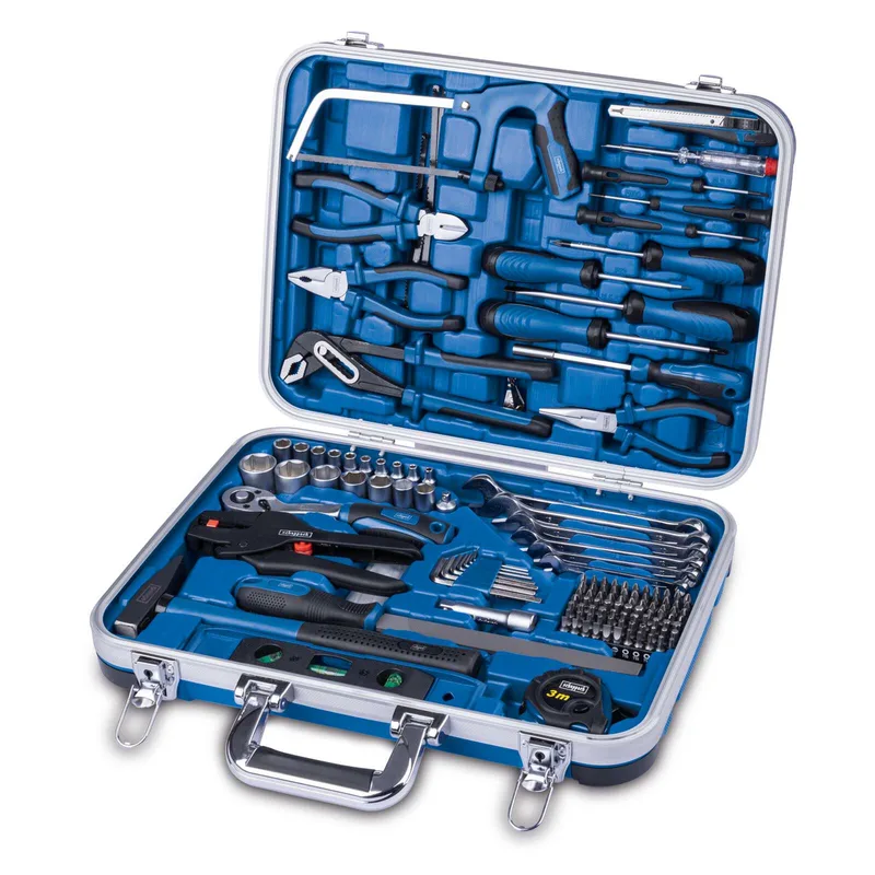 Werkzeugkoffer TB173 Scheppach - 173 tlg. bestückt | mit Abisolierzange, Schraubenschlüssel, Hammer, Schraubenzieher, Säge, Werkzeugkiste fra Scheppach – produktbillede 1 af 5