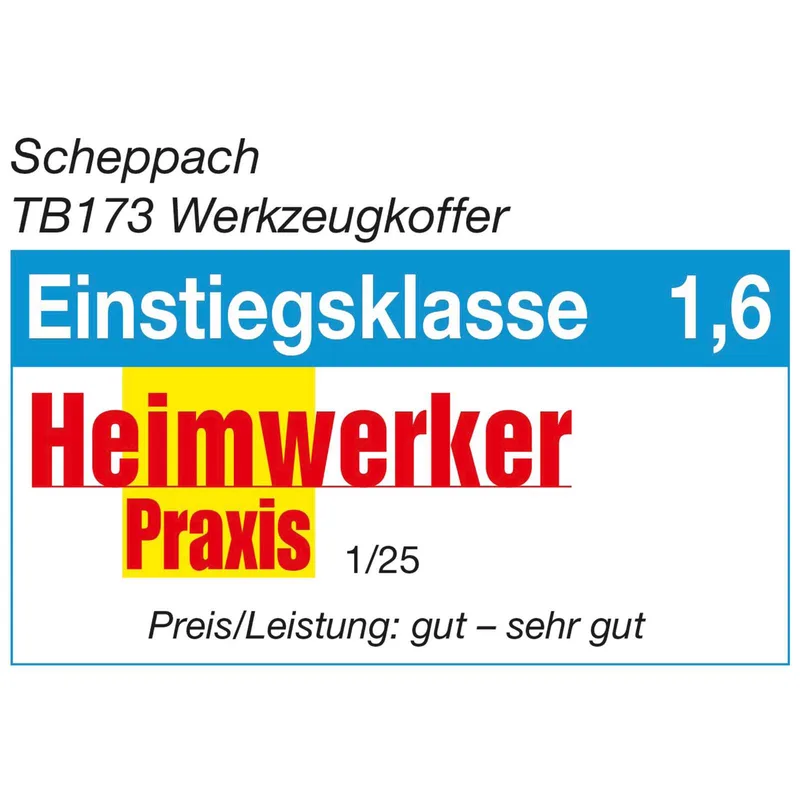 Werkzeugkoffer TB173 Scheppach - 173 tlg. bestückt | mit Abisolierzange, Schraubenschlüssel, Hammer, Schraubenzieher, Säge, Werkzeugkiste fra Scheppach – produktbillede 2 af 5