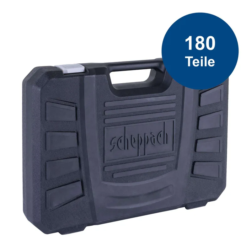 Werkzeugkoffer TB180 Scheppach - 180-tlg. gefüllt | mit verschiedenen Steckschlüsselsätzen u. Bits | stabiler Transportkoffer de Scheppach – image du produit 4 sur 5