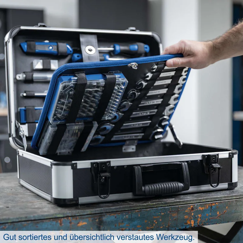 Werkzeugkoffer TB225 Scheppach - 235 tlg. Werkzeugset | Aluminium Koffer | mit Schraubenschlüssel, Hammer, Zange, Schraubenzieher uvm. | Werkstatt von Scheppach – Produktbild 5 von 5