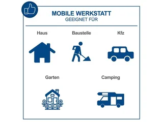 Werkzeugset WZK120, (Set, 97-tlg., Werkzeuge mit gummiertem Griff), im stabilem Kunststoffkoffer van Scheppach, Blauw, Zwart – productafbeelding 2 van 5
