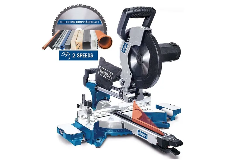 Zug- und Kappsäge Scheppach HM110MP Zugsäge Kappsäge Gehrungssäge mit Laser + Softstart van Scheppach – productafbeelding 1 van 5