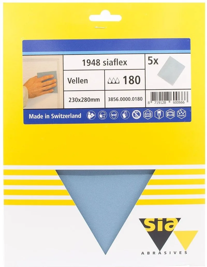 siaflex schuurpapier handvellen P180 - 230 x 280 mm. (5 vellen) de Sia Abrasives – image du produit
