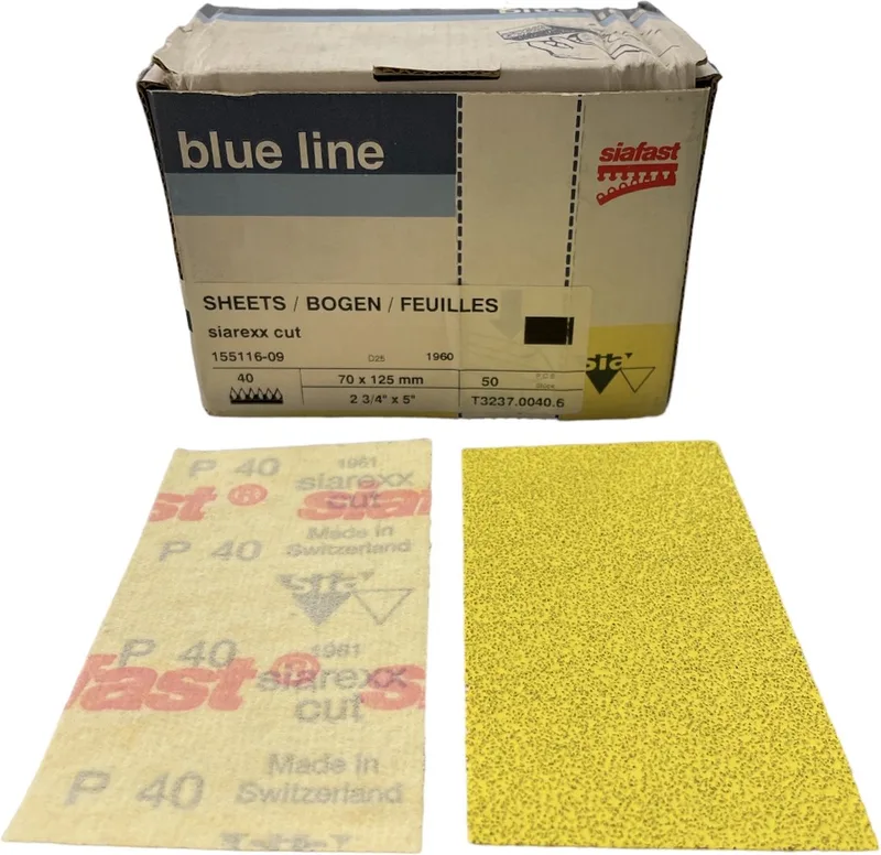 Siarexx Cut serie 1960 Schuurpapier - 70 mm x 125 mm - P40- Prijs per doos ( inhoud 50 stuks) fra Sia Abrasives – produktbillede