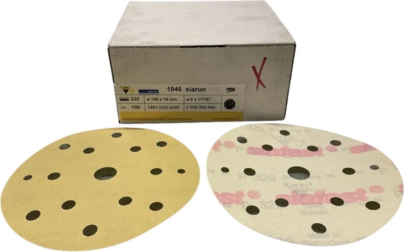 Siarun art. 1946 - Schuurschijf - P320 - diameter 150 mm x 18 - Prijs per doos ( inhoud 100 stuks) de Sia Abrasives – image du produit