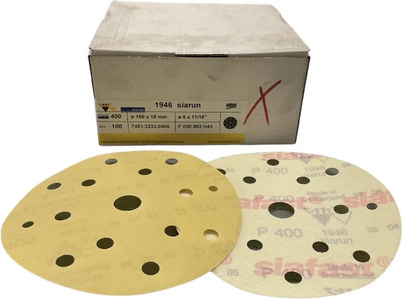 Siarun art. 1946 - Schuurschijf - P400 - diameter 150 mm x 18 - Prijs per doos ( inhoud 100 stuks) von Sia Abrasives – Produktbild