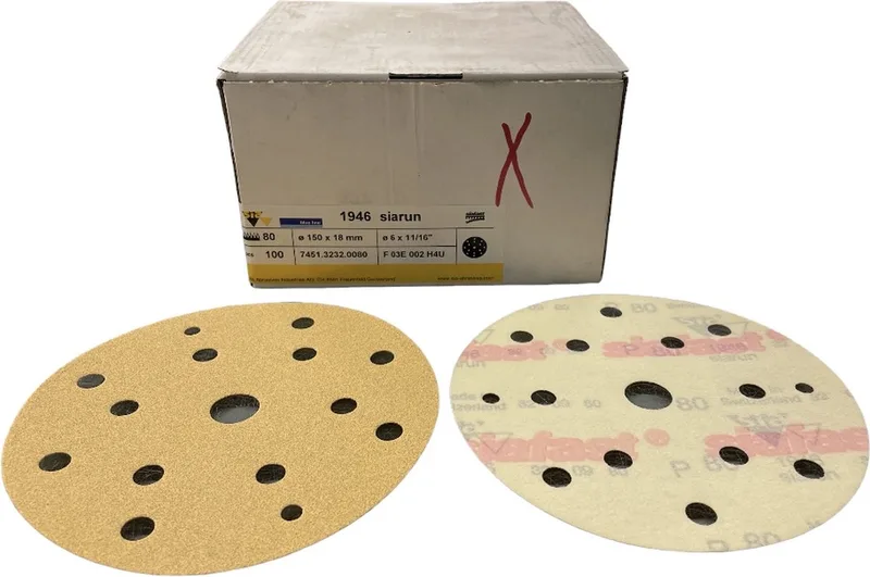 Siarun art. 1946 - Universele schuurschijf met velcro - P80 - diameter 150mmx18 - Prijs per doos ( inhoud 100 stuks) de Sia Abrasives – image du produit