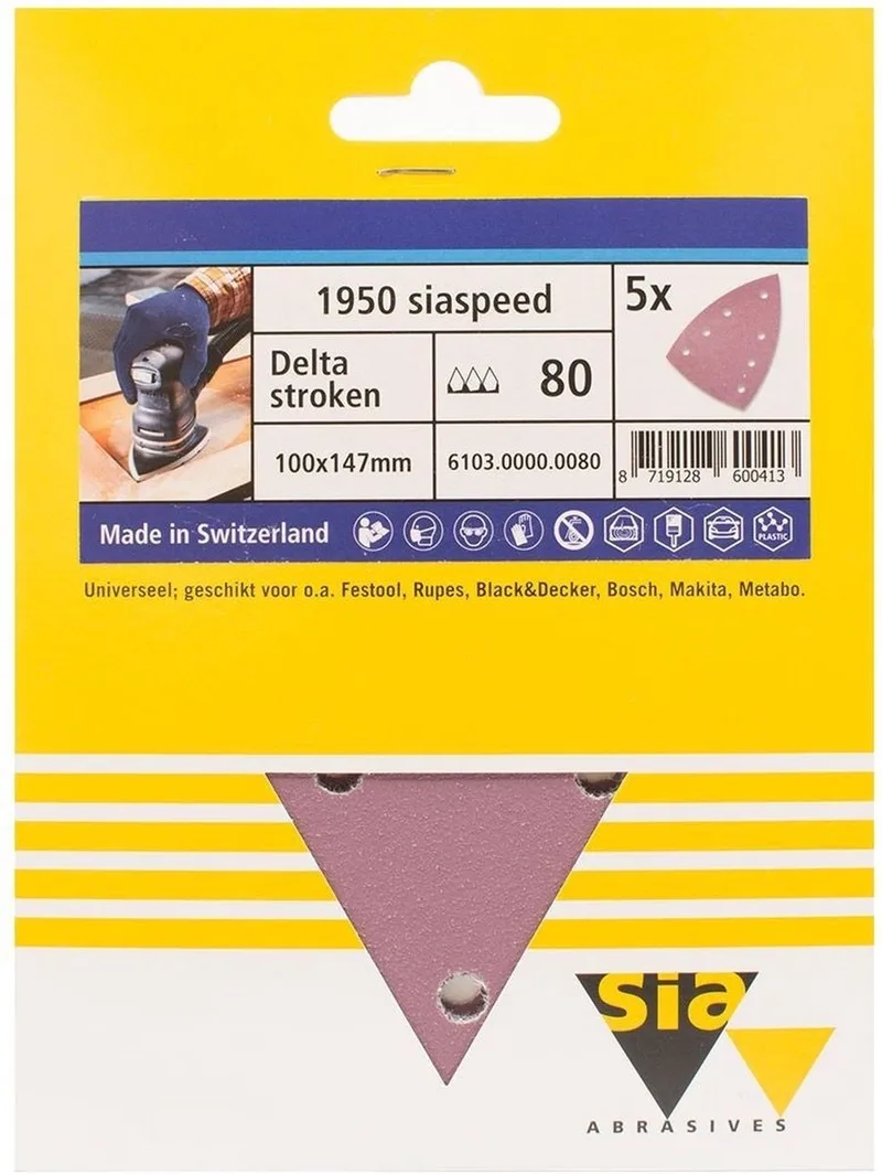 siaspeed schuurpapier delta 7-gaats P100 - 100 mm. x 147 mm. (5 stuks) de Sia Abrasives – image du produit