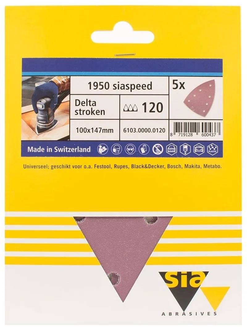 siaspeed schuurpapier delta 7-gaats P150 - 100 mm. x 147 mm. (5 stuks) von Sia Abrasives – Produktbild