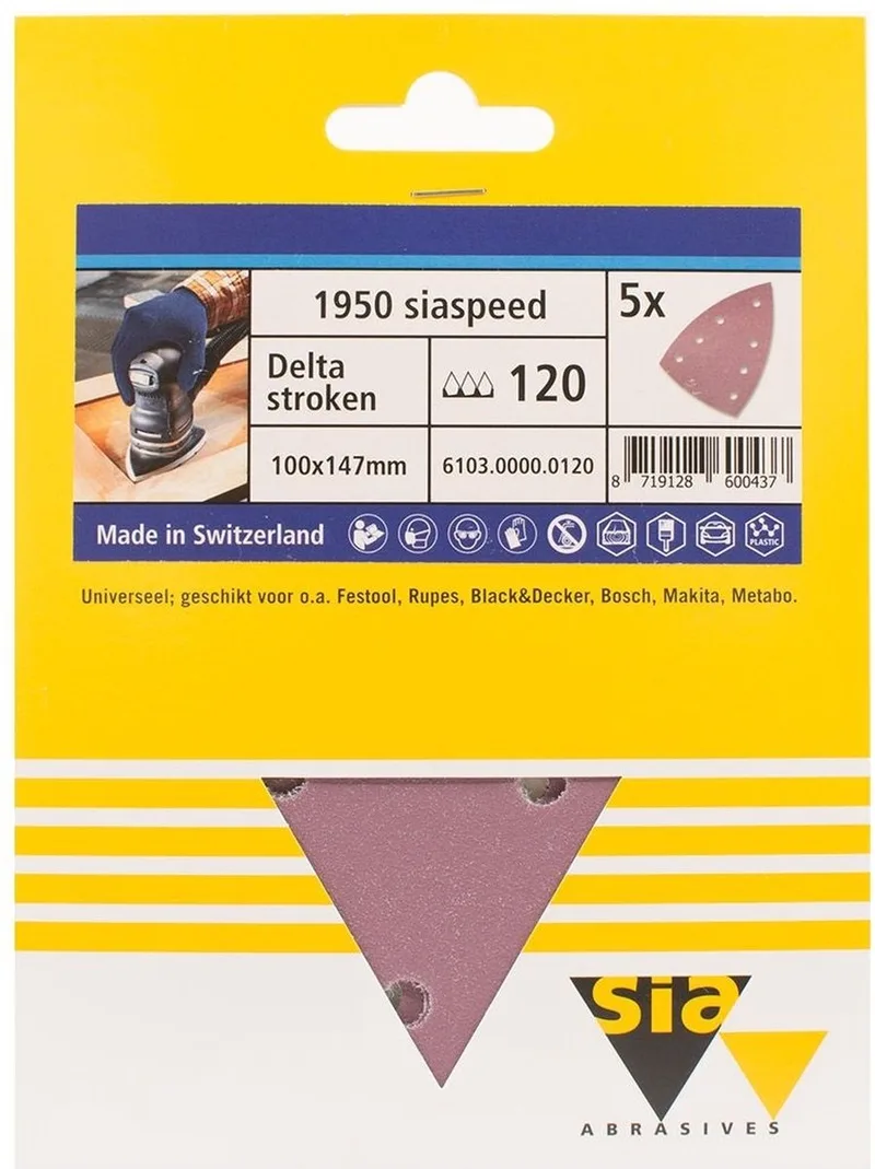 siaspeed schuurpapier delta 7-gaats P180 - 100 mm. x 147 mm. (5 stuks) by Sia Abrasives – product image