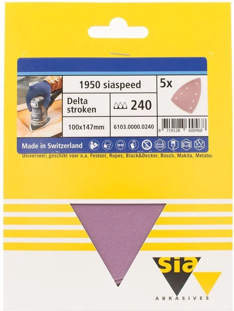 siaspeed schuurpapier delta 7-gaats P240 - 100 mm. x 147 mm. (5 stuks) de Sia Abrasives – image du produit