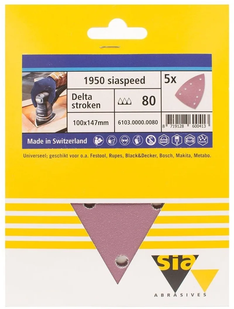 siaspeed schuurpapier delta 7-gaats P80 - 100 mm. x 147 mm. (5 stuks) de Sia Abrasives – image du produit