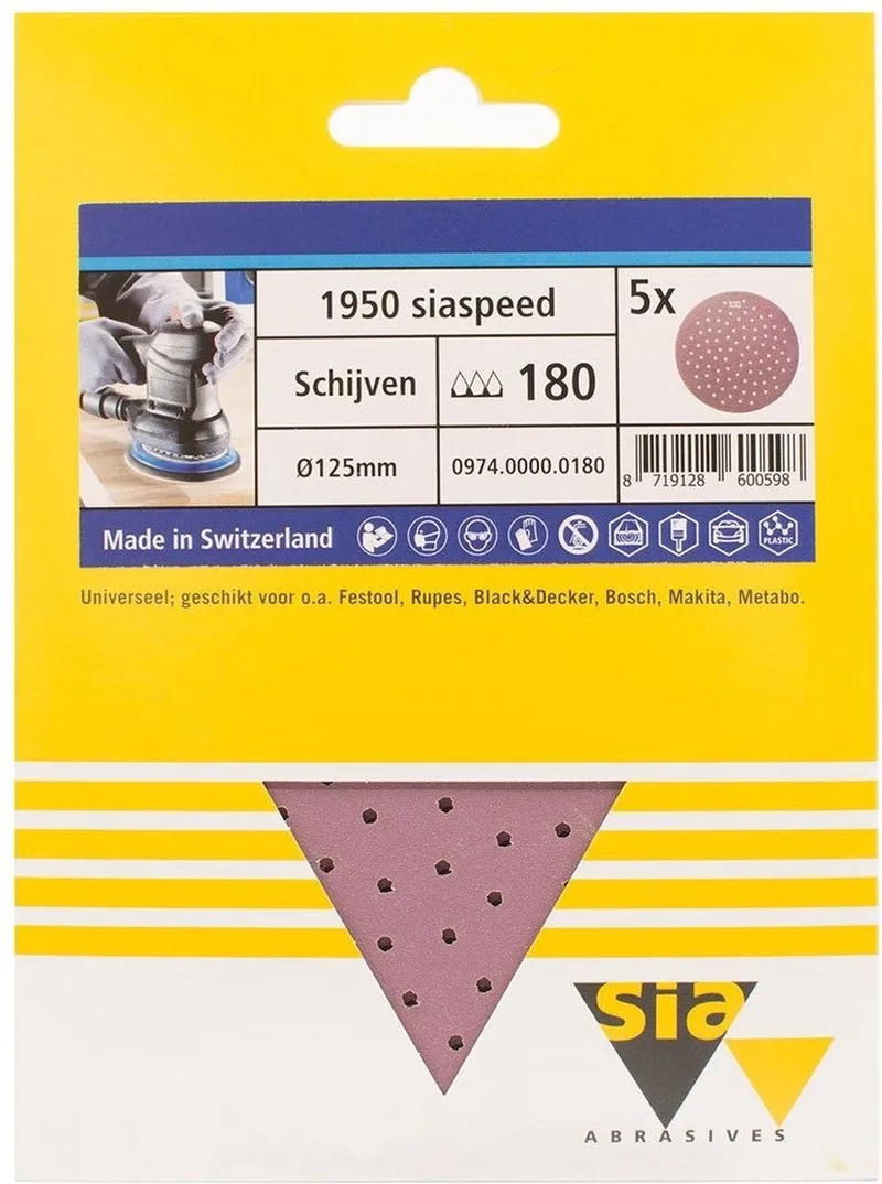 siaspeed schuurschijf rond multigat P180 - 125 mm. (5 stuks) von Sia Abrasives – Produktbild
