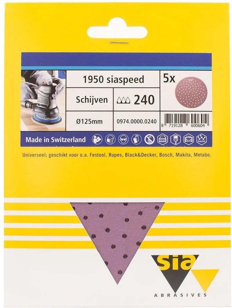 siaspeed schuurschijf rond multigat P240 - 125 mm. (5 stuks) von Sia Abrasives – Produktbild