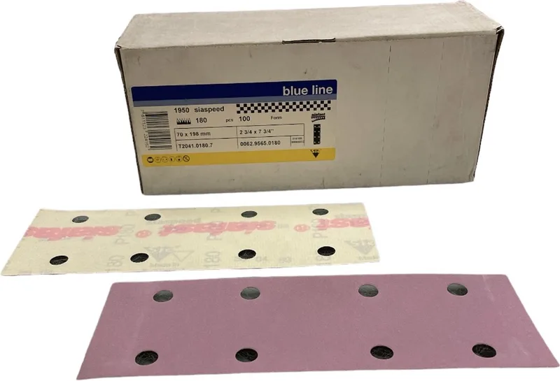 Siaspeed type 1950 - Allround veelzijdig schuurpapier - 70 x 198 mm - p180 - Prijs per doos ( inhoud 100 stuks) van Sia Abrasives – productafbeelding