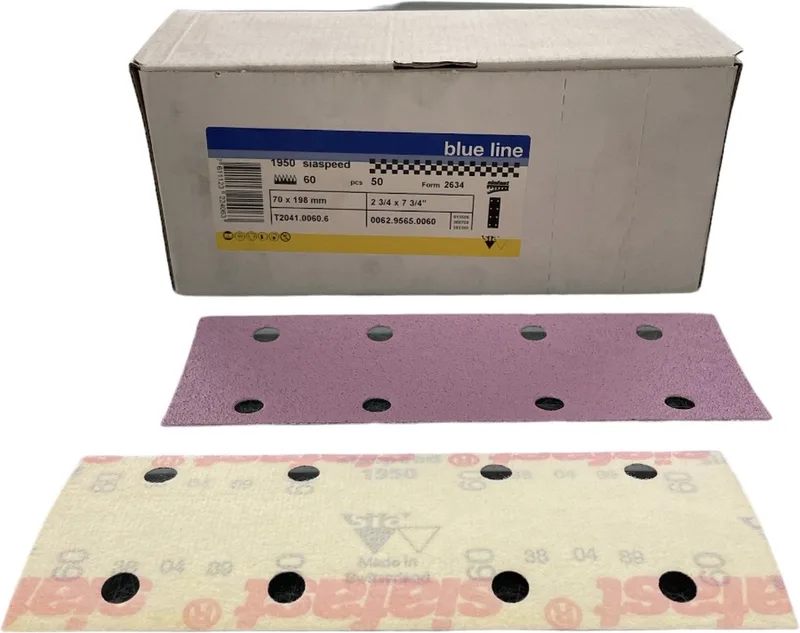 Siaspeed type 1950 - Allround veelzijdig schuurpapier - 70 x 198 mm - p60 - Prijs per doos ( inhoud 50 stuks) van Sia Abrasives – productafbeelding