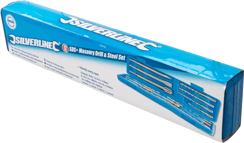 Betonboor- en beitelset - SDS Plus - 12-delig - Inclusief sterke opbergkoffer de Silverline – image du produit