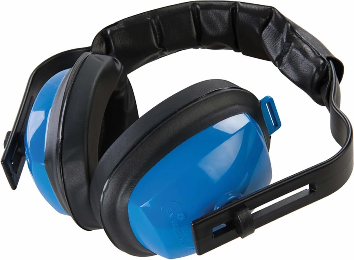 Compacte gehoorbeschermers - lichtgewicht - flexibele hoofdband - SNR 22 dB - large fra Silverline, Sort, Blå – produktbillede