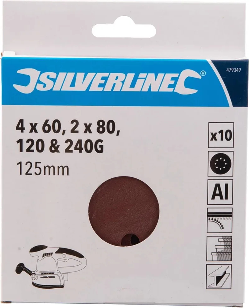 Geperforeerde klittenband schuurschijven - Ø 125 mm - 10 stuks - diverse korrelgroftes van Silverline – productafbeelding