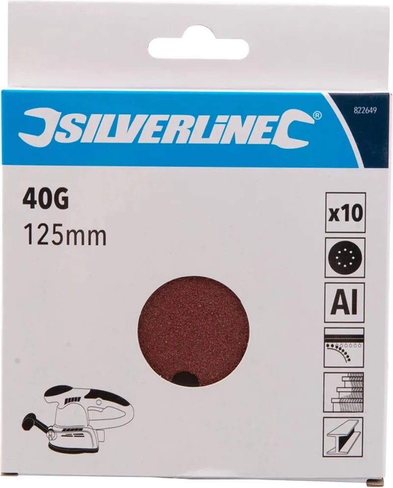 Geperforeerde klittenband schuurschijven - Ø 125 mm - Korrel 40 - 10 stuks de Silverline – image du produit