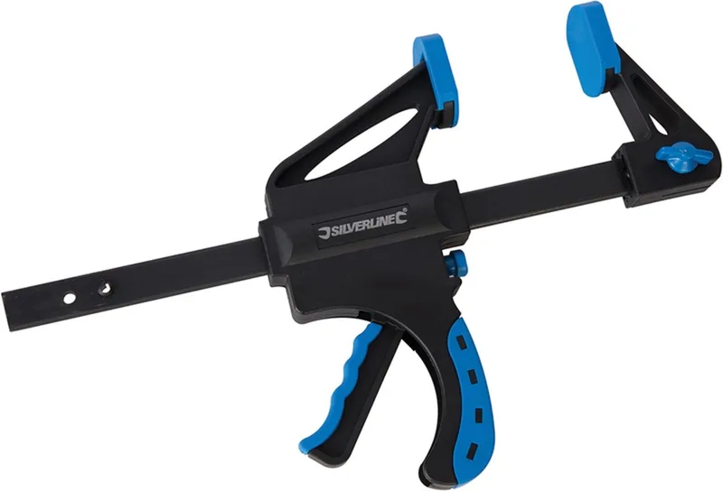 Heavy Duty snelspanklem - 150 mm - lichtgewicht nylon kaken - multifunctioneel von Silverline, Gelb – Produktbild