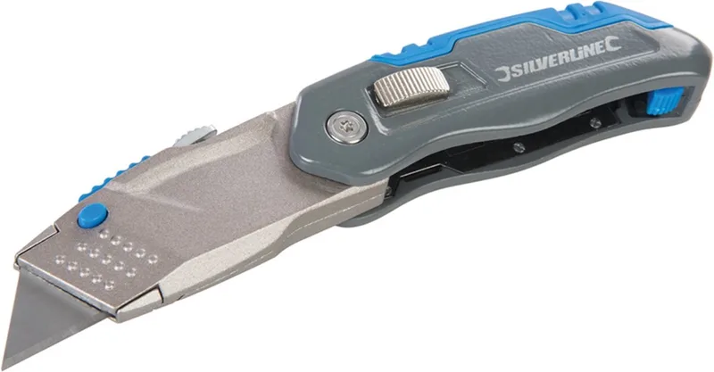 Intrekbaar vouwmes - ergonomisch - snelwisselmechanisme - 165 mm - interne opslag by Silverline – product image