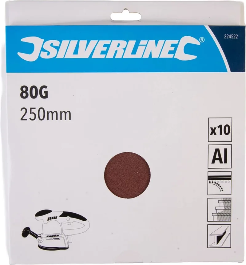 Klittenband schuurschijven - 250 mm - korrel 80 - 10 stuks von Silverline – Produktbild
