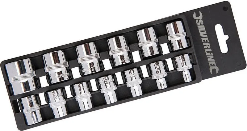 Metrische dopsleutelset - 12-delig - 6 t/m 21 mm - vanadium staal de Silverline, Chrome – image du produit