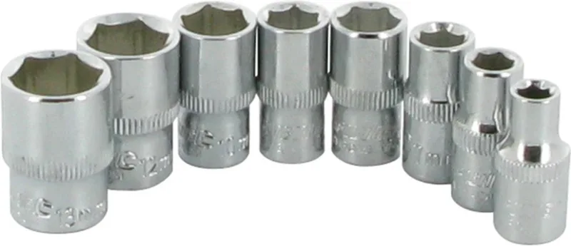 Metrische dopsleutelset - zeskantig - 5 t/m 13 mm - 8-delig - chroom-vanadiumstaal de Silverline, Aucun – image du produit