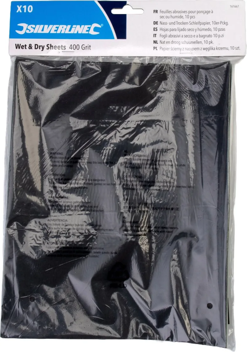 Nat en droog schuurpapier - waterproof - korrel 400 - 230 x 280 mm - 10 stuks de Silverline – image du produit