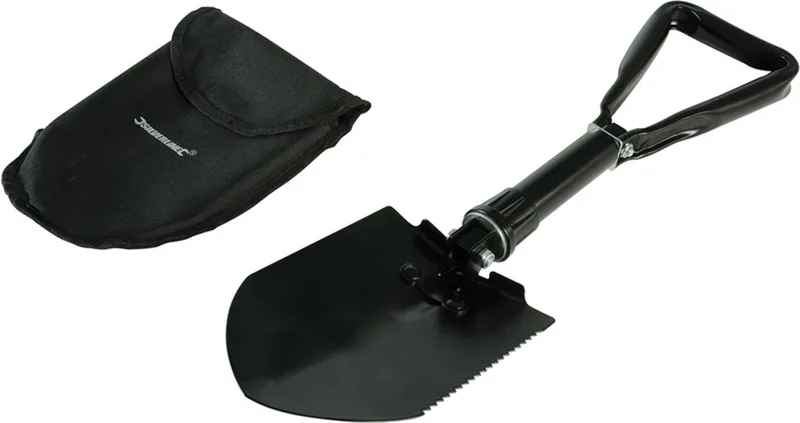 Opvouwbare stalen schop - 580 mm - kartelrand - inclusief draagzak von Silverline – Produktbild