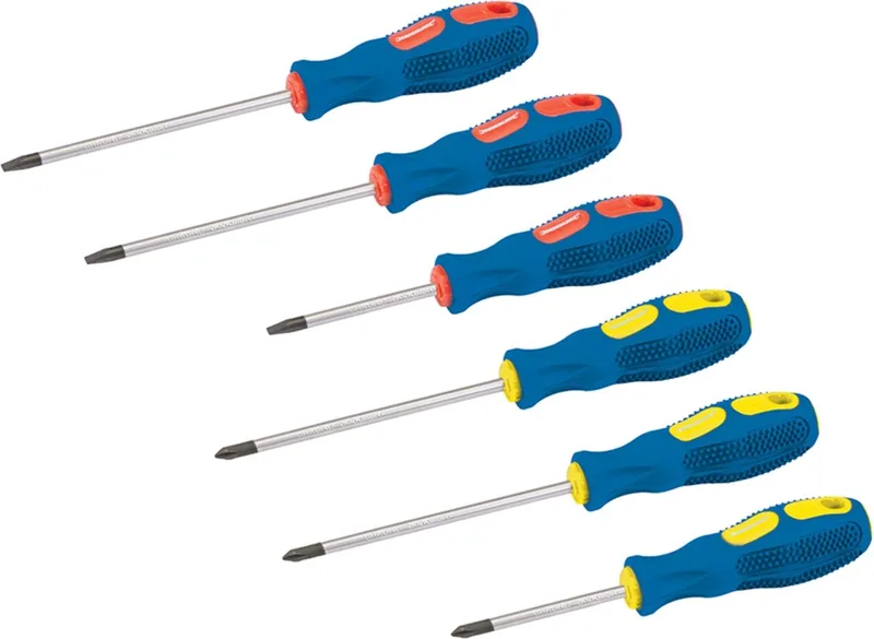 Schroevendraaierset - 6-delig - Ergonomisch - Magnetische punt - Kleur gecodeerd by Silverline, Blue – product image