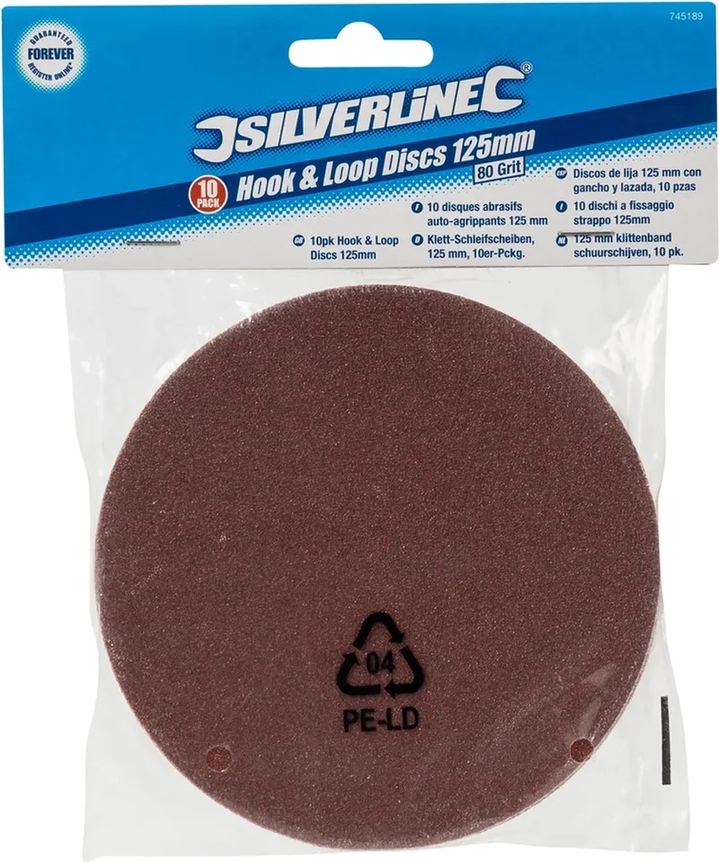 Schuurschijven - Ø 125 mm - Korrel 80 - Klittenband - 10 stuks van Silverline – productafbeelding