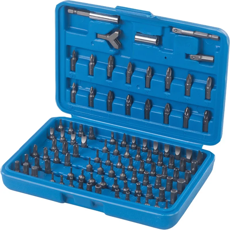 Silverline 100-delige schroevendraaier bit set - veelzijdige chroom vanadium bits - inclusief adapters en opbergkoffer von Silverline – Produktbild