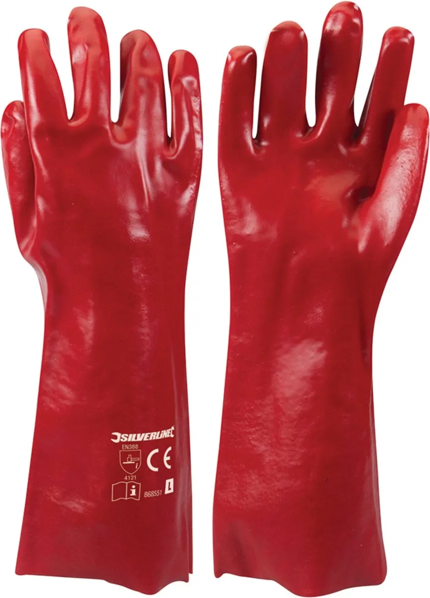 Silverline 868551 PVC Werkhandschoenen - L - 1 paar fra Silverline, Rød – produktbillede