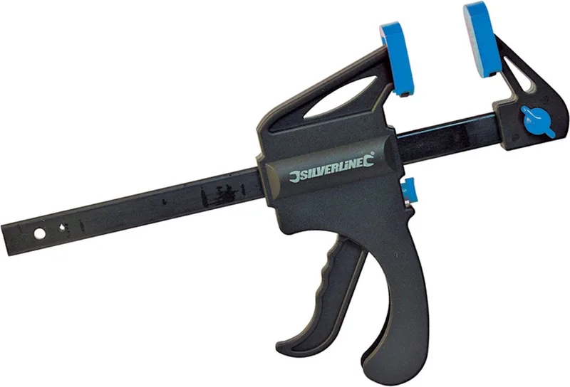 Snelspan lijmklem - 1x - hard kunststof - bereik 150 mm - lijmtang van Silverline, Meerkleurig – productafbeelding