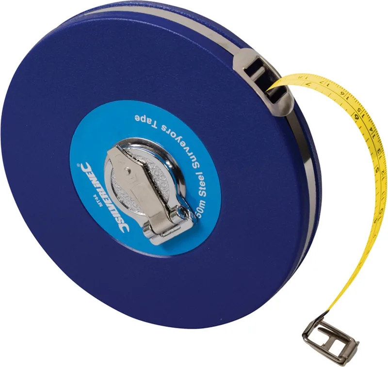 Stalen landmeter - 50 meter - roestbestendig - metrisch en imperiaal - ABS huls de Silverline, Bleu – image du produit