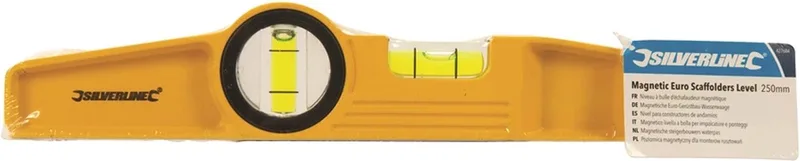 Steigerbouwers waterpas - 2 libellen - magnetische basis - 250 mm - aluminium van Silverline – productafbeelding