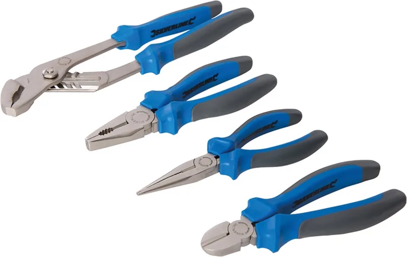 Tangen set - antislip handvaten - chroom vanadium staal - 4-delig von Silverline, Orange – Produktbild