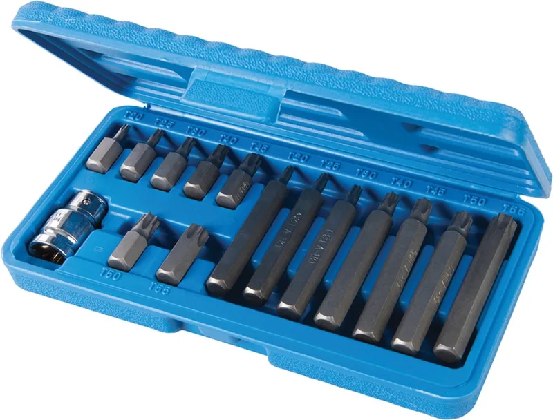 Torx bitset - 30 en 75 mm - Gehard chroom-vanadium - Inclusief koffer by Silverline, Blue – product image