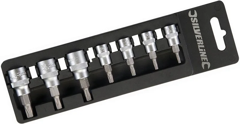 Torx dopsleutelset - gehard vanadium - 7-delig by Silverline, Chrome – product image