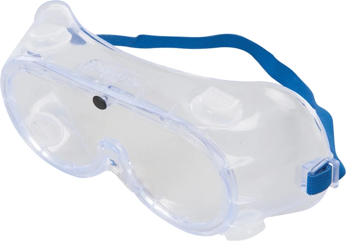 Veiligheidsbril - Indirecte ventilatie - Flexibel PVC frame - Polycarbonaat lens van Silverline, Transparant – productafbeelding