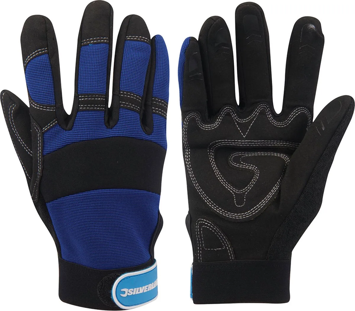 Werktuig handschoenen Large fra Silverline, Zwart – blauw – produktbillede