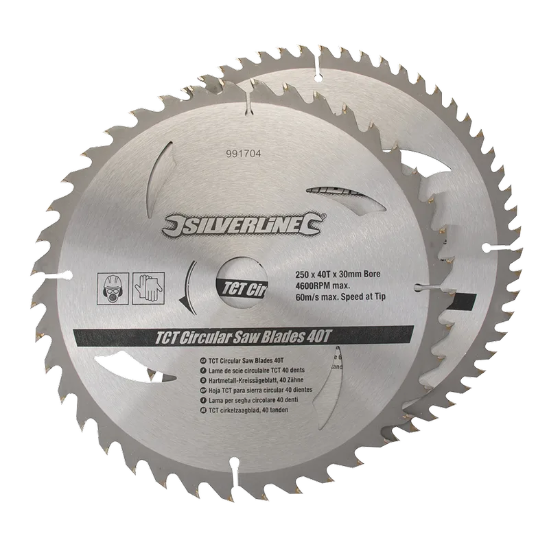Zaagblad 250 x 30/25/20/16 mm 40+60 Tands SET fra Silverline – produktbillede