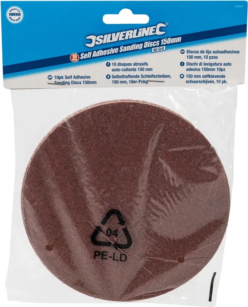 Zelfklevende schuurschijven - Ø 150 mm - Korrel 60 - 10 stuks by Silverline – product image