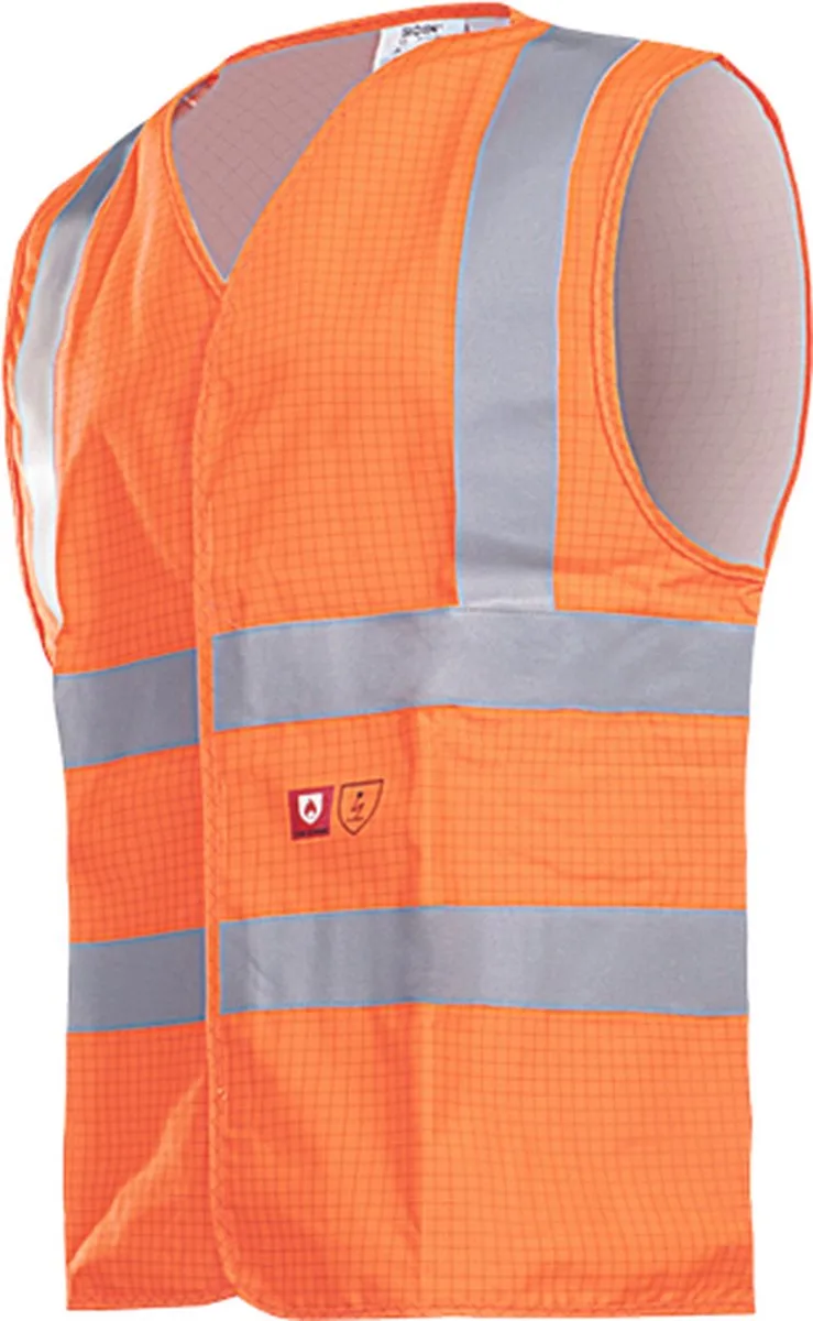 HELLISAN vlamvertragend AST vest 03030059 - HV Oranje van Sioen, HV Oranje, L – productafbeelding