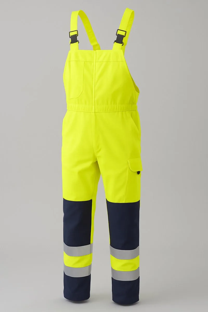 High Visibility Werkoverall met Bretels - Geel/Marineblauw van Sioen, Geel, L – productafbeelding