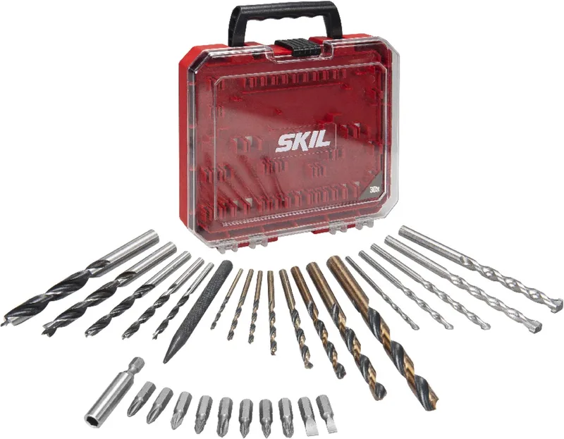 30-Delige Bitset - Bit Set - Schroefbits - Borenset - Schroefbitset - Houtboren - Steenboren - Staalboren - Geschikt voor Skil Boormachine - Magnetische bithouder - Inclusief Koffer van Skil – productafbeelding